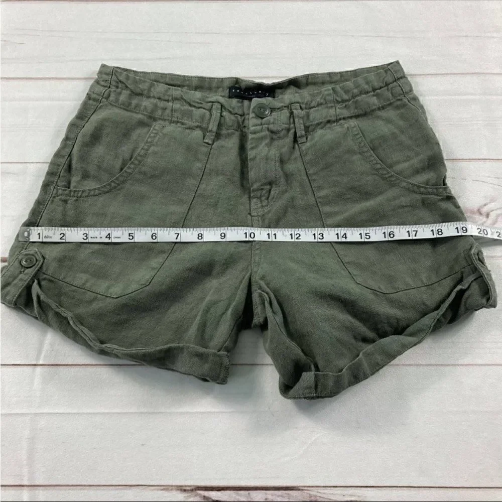 Sanctuary Womens Green High Waisted Rolled Hem Wanderer Cargo Shorts Size 25